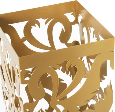 DRW Квадратний парасолька, металевий, з прорізами, позолочений, 15,5 x 15,5 x 49 см, золотий