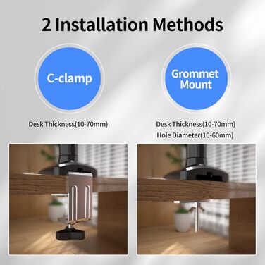 Кріплення для монітора Suptek MD01A: підходить для моніторів 13-32 дюймів, до 9 кг, газ-амортизатор, 360° оберт, регулювання висоти, нахил, VESA 75x75/100x100 мм, чорний