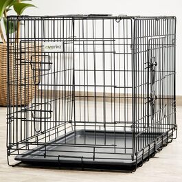 Складана переносна собача будка ZooPrintz з міцного металу – клітка для собак з 2 дверцятами, піддон, ручка для транспортування, 4 розміри (107x70x77,5 см)
