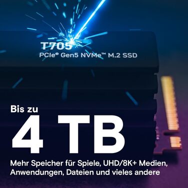 SSD Crucial T705 2TB PCIe Gen5 NVMe M.2 - до 13600 МБ/с, DirectStorage, сумісний з PCIe 4.0