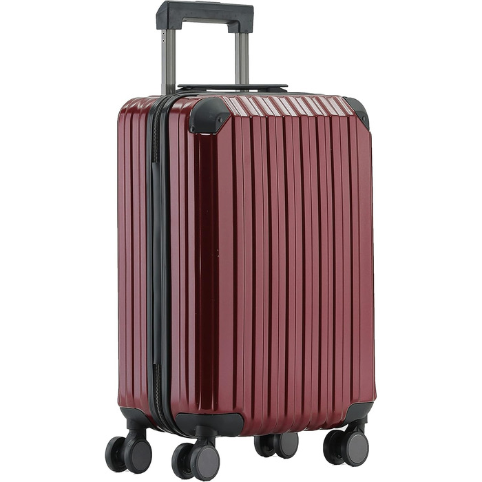 Чемодан з TSA замком, телескопічною ручкою, 4 колесами та жорстким корпусом (Вишневий, компактний)
