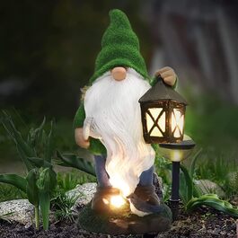 Садовий гном The ENCHANTED GARDEN Ranger з сонячною підсвіткою, фігура для декору саду, весела садова статуя для вулиці