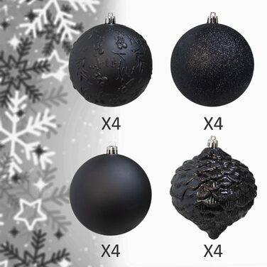 Шарм-кулі Busybee для ялинки, 30 шт, 6 см, чорні, пластикові прикраси для різдвяного дерева