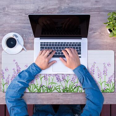 Мат для миші Sakura з квітковим дизайном, XL, 31.5 x 11.8 см, чорний, лавандовий