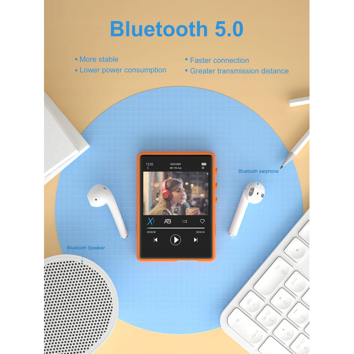MP3-плеєр Mechen M3, помаранчевий, 32 ГБ