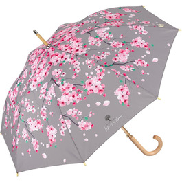 PERLETTI Green Eco Women's Umbrella - Large Automatic Rain Umbrella with Recycled Materials & Cherry Blossom Design