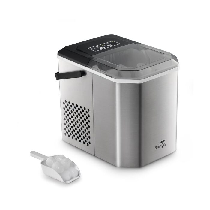 Машина для приготування льоду SENYA – 2 розміри кубиків, 12 кг/24 год, бак 1,3 л, LED-дисплей, інфрачервоне виявлення, нержавіюча сталь
