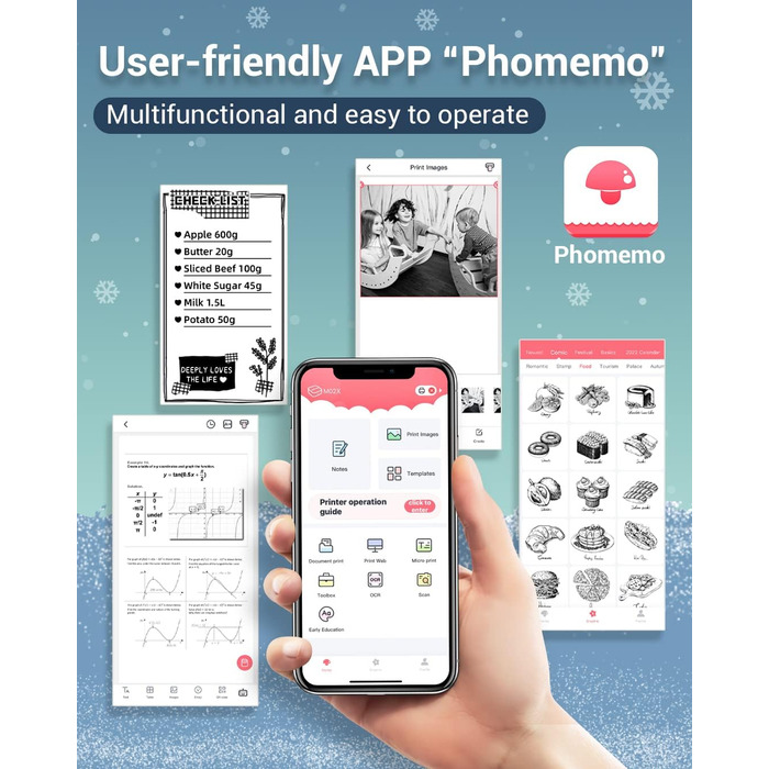 Phomemo Mini Drucker M04AS: компактний термальний принтер з Bluetooth для iOS та Android, 15/53/80/110 мм ширина друку, 300DPI, для документів, фото, етикеток