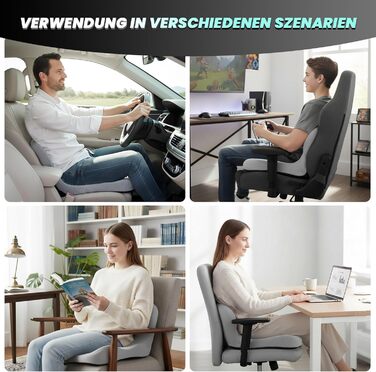 Ортопедична подушка для сидіння Urban Deco з підлокітником, ергономічна спинка з піною з пам'яті, подушка для офісного крісла, автокрісла, інвалідного візка, чорно-сіра, 1 шт. (Сіра)