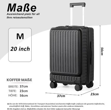 Валіза ручної поклажі TANTOMI з відділенням для ноутбука, 50 см, жорсткий корпус ABS, 4 колеса, TSA-замок (Світло-темнозелений, 41 л)