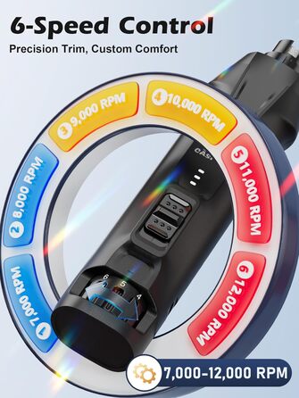 Електричний точило для собачих кігтів Casfuy - 6 ступенів, тихе, з LED-підсвіткою та збирачем пилу, 4.8V, для великих собак (чорний)