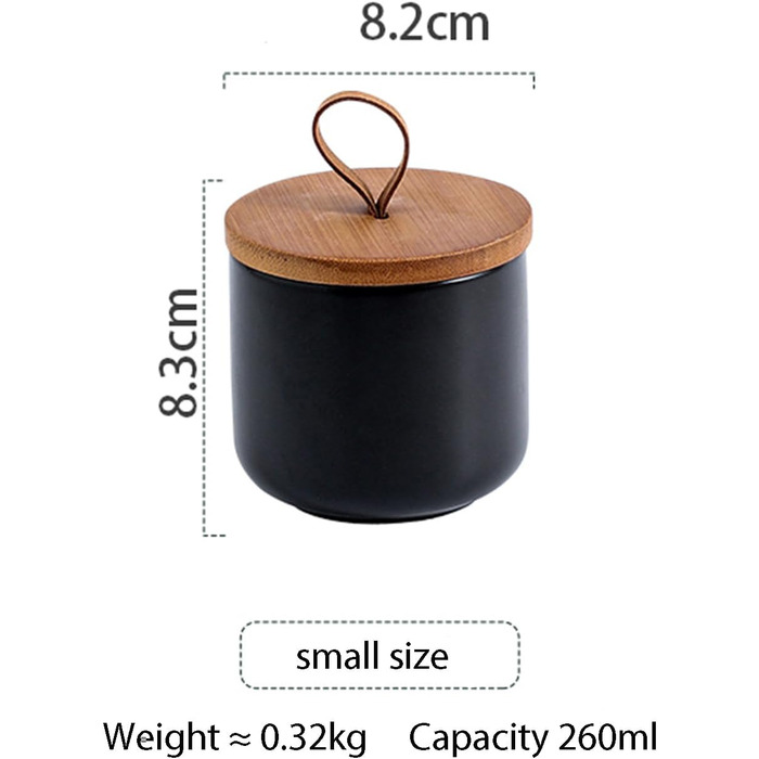 Контейнер для кави, цукру, чаю та спецій з керамічного скла з кришкою (260 мл, чорний)