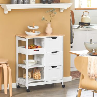 SoBuy Rolling Kitchen Cart with 2 Removable Shelves and 1 Tray