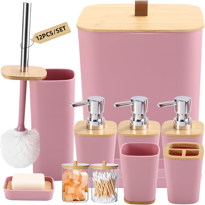 Набір для ванної кімнати XLHOMO: 27 предметів у фіолетовому кольорі (душовий завіс, килимки, аксесуари).