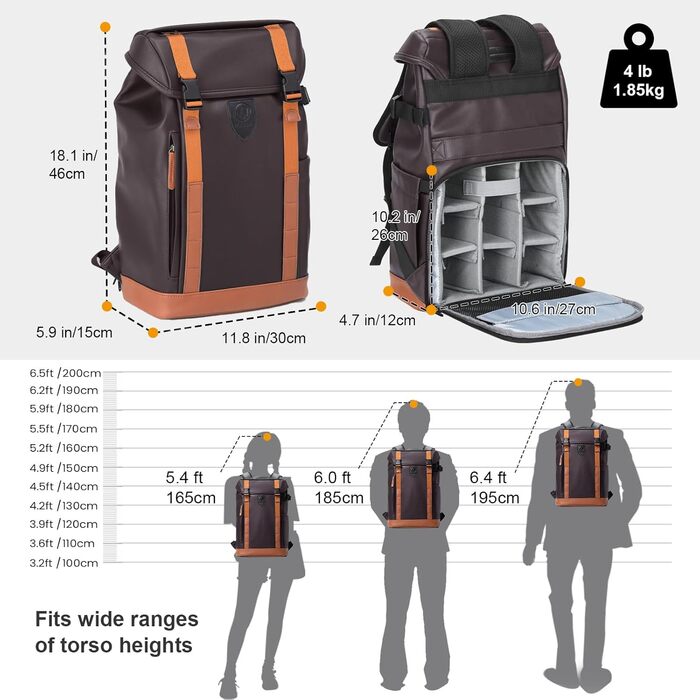 Рюкзак для фотоапарата Tarion: водонепроникний, з відділенням для ноутбука 14