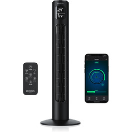Турбовентилятор Brandson ECO з DC мотором: тихий, Wi-Fi, Smart Home, керування через додаток/Alexa, осциляція, чорний
