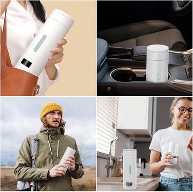 Flintronic Travel Electric Kettle, 380ML Mini Electric Kettle, 220 V / 300W Thermos Flask, 304 Stainless Steel Liner, Small Portable Electric Kettle with Automatic Shut-Off