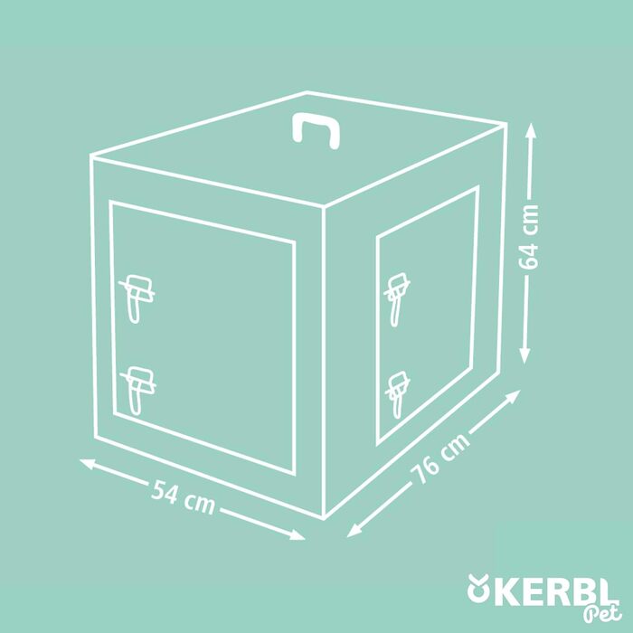 Кігтедержка для тварин Kerbl, переносна клітка для собак, чорна, 76x54x64 см, складна, металева, з двома дверцятами, для подорожей та дому