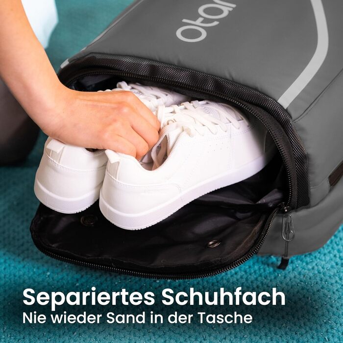 Otaro Tennis Backpack with Shoe Compartment - 2 Racket Capacity | Premium Unisex Tennis Bag | 32L Reflective Grey