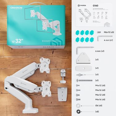 Кріплення для монітора ONKRON G160-W (2 монітори, 13-32 дюйми, до 8 кг)