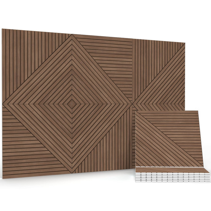 Акустичні панелі JBER (6 шт), самоклеючі звукопоглинаючі стінові панелі для офісу, студії та дому, 180 x 120 см, колір тик