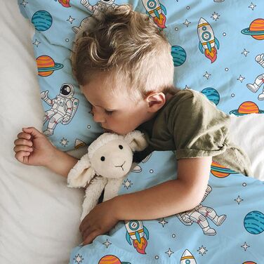 Комплект постільної білизни для дитячого ліжечка DJDEA 100x135 см - Динозаври, м'яка мікрофібра, 2 шт. (з наволочкою 40x60 см)