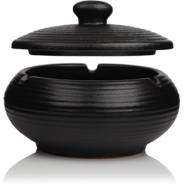 Керамічна попільничка для сигарет чорного кольору з кришкою, для вулиці, ретро-дизайн, захист від вітру, для дому, офісу, балкону, дивану