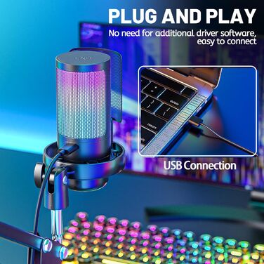 Професійний мікрофон-конденсаторний комплект, 192kHz/24 USB для геймінгу, стрімінгу, подкастингу, караоке. З поп-фільтром.