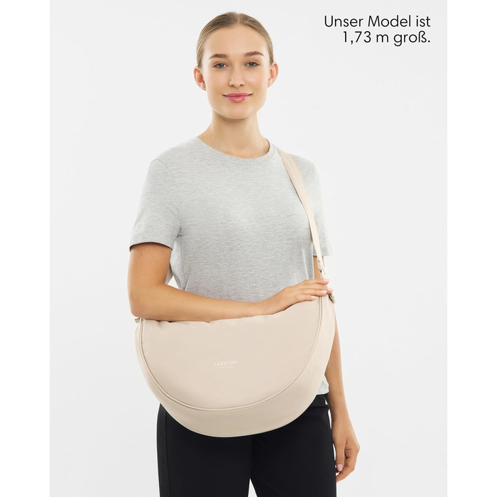 Сумка через плече LARKSON Solveig Medium бежева - Містка напівмісяць (8 л) - Водовідштовхувальна
