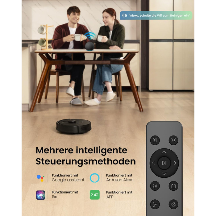 Робот-пилосос Vexilar W11 з функцією миття, LiDAR навігація, потужність 5000Pa, тривалий час роботи, WiFi, ідеальний для килимових покриттів