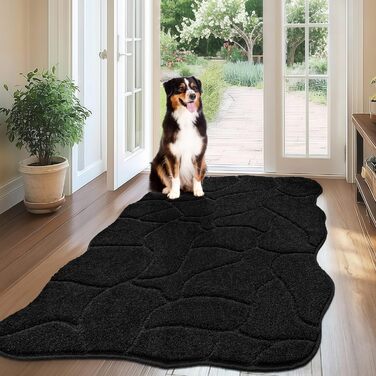 Килимок для дому 50x80 см, антиковзаюча, миється. Килимок для входу, порогу, тераси, саду. Чорний колір