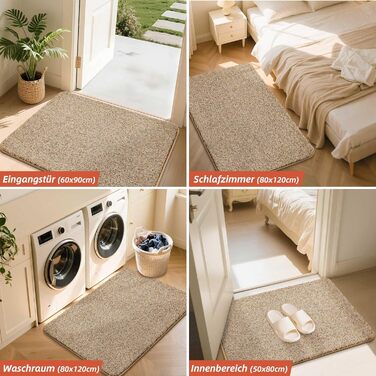 Килимок для входу COSY HOMEER бежевий 60x90 см, м'який, вологопоглинаючий, антиковзкий, для кухні, коридору, приміщення