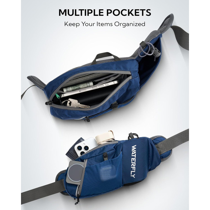 Чоловіча/Жіноча поясна сумка Waterfly з тримачем для пляшки: спортивна, стильна, для бігу, прогулянок, подорожей