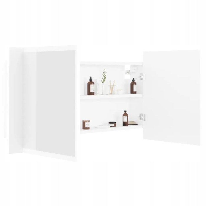 Шафа у ванну кімнату з LED-дзеркалом та RGB-підсвіткою, біла, 90x12x45 см