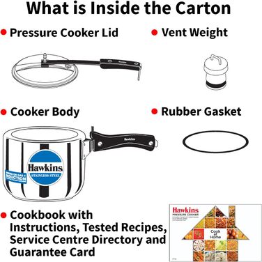 Hawkins Modell B 3 33 Hard Shell Cover L High Stainless Steel Pressure Cooker, small, silver