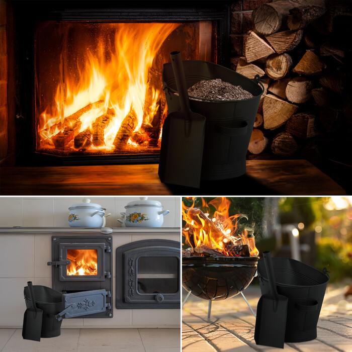 Relaxdays Ash Bucket with Shovel 11 L