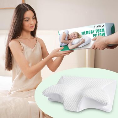 Подушка для шиї та голови 2 в 1 з ефектом пам'яті (Memory Foam), 60x40x12/14 см, біла