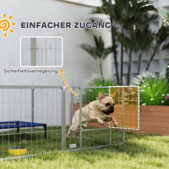 Вольєр для собак PawHut - вольєр-загон для цуценят, 8 панелей, 80x60 см, срібний