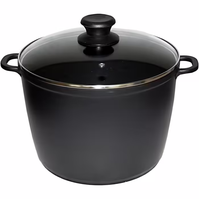 GMMH Stockpot with Lid, 10 L, Aluminum Alloy, with Non-Stick Coating, Non-Stick Coating, D:28 cm, H: 20 cm, Black