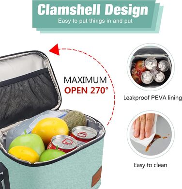 Зручна термосумка-ланчбокс для їжі: компактна, легка, водонепроникна, зелена