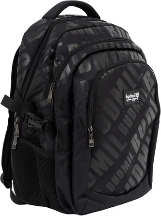 Ергономний шкільний рюкзак Budmil для хлопчиків та дівчаток, 32L, для підлітків та дітей від 5 класу, водонепроникний, з 3 відділеннями та вентильованою спинкою (Edwin Black)