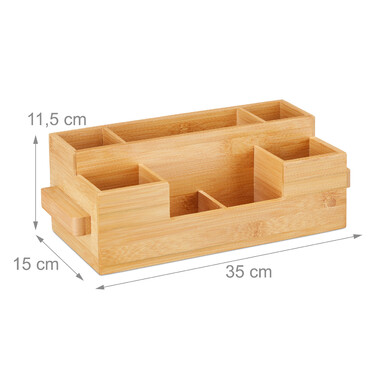 Relaxdays Cutlery Holder Bamboo with Napkin Compartment