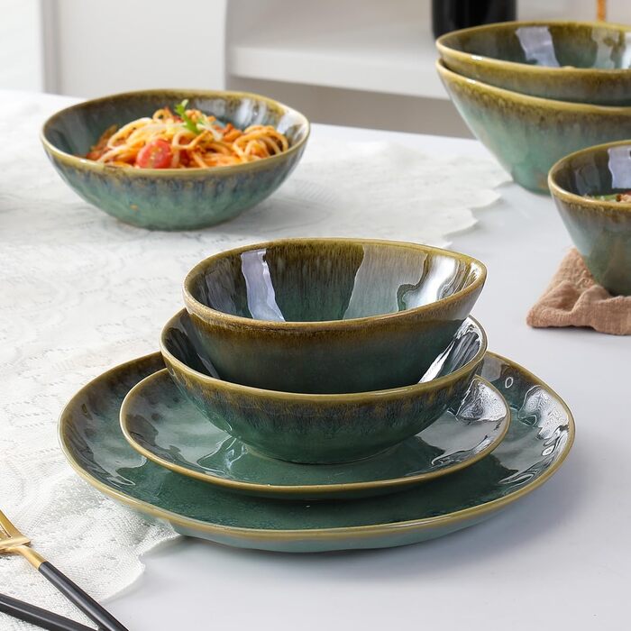 Henten Home Cereal Bowls, Salad Bowls, Pasta Bowls made of stoneware, 4-piece bowl set, dessert bowl, snack bowl, ice cream bowl, bowl 600ml