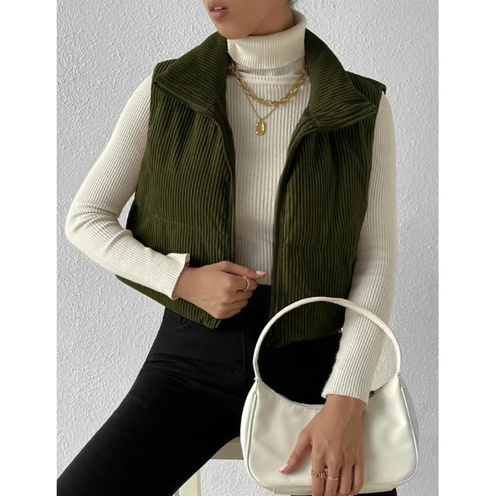 Жіноча куртка Gihuo з короткими рукавами, з капюшоном, на блискавці, з утеплювачем, оливковий колір (L)