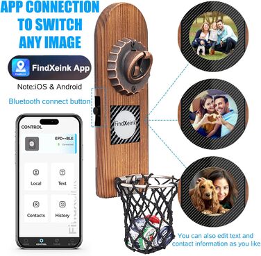 ZONSUSE Bottle Opener Wall Mount Magnet with DIY E-Ink Screen, Vintage Wood Bottle Opener Wall with Holder, Customizable Images/Texts, Unique Gift Ideas Gifts for Men Christmas Gifts