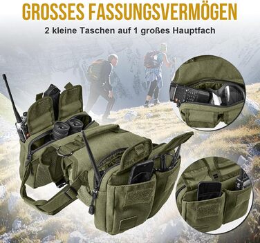 Шлейка для собак OneTigris з рюкзаком, Hoppy Caper 3.0, для піших прогулянок та походів, для середніх/великих собак, рюкзак на спину з 2 основними та 4 додатковими кишенями - Зелений (L, Зелений)