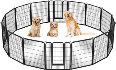 Забіг для цуценят Yaheetech 16-панельний, 60 см заввишки, для собак, кроликів, щурів, з 2 дверцятами, для дому та вулиці