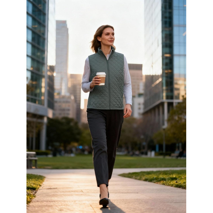 Жіночий жилет Bienzoe без рукавів з капюшоном, стеганий, на блискавці, сірий темний (XL)
