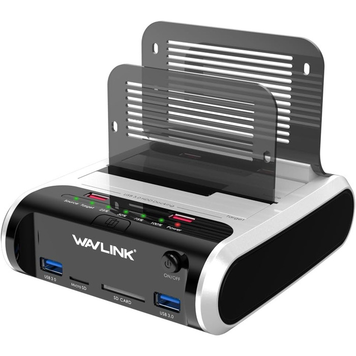 Док-станція для жорстких дисків WAVLINK ST336A: USB, SATA, TF/SD, зарядка, Offline Clone