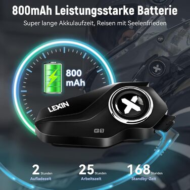 Bluetooth-гарнітура для мотошолома LEXIN G1, Bluetooth 5.0, HD динамік, шумозаглушення DSP/CVC, для музики, навігації та дзвінків, голосовий асистент, одиночна упаковка